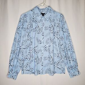 Ann Taylor Button Shirt Women Medium Blue Paisley